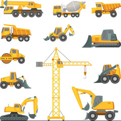 set of construction machines