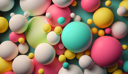 Fototapeta na wymiar Colorful balls background, Plastic Bubbles, Gum, Pastel, Generative AI