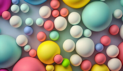 Colorful balls background, Plastic Bubbles, Gum, Pastel, Generative AI