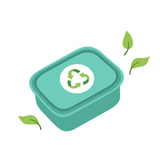 Reusable lunch Box. Sustainable lifestyle, zero waste, ecological concept. Vector illustration in cartoon style. Recycling, waste management, ecology, sustainability.