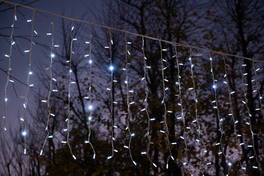 String of lights in Rome with dark background