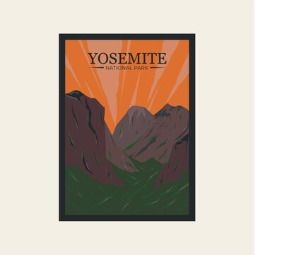 yosemite national park poster background art vector design illustration.