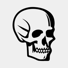 Black and white human skull tattoo design