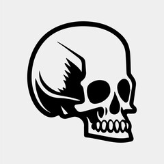 Black and white human skull tattoo design