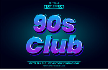 90s club retro vintage editable text effect