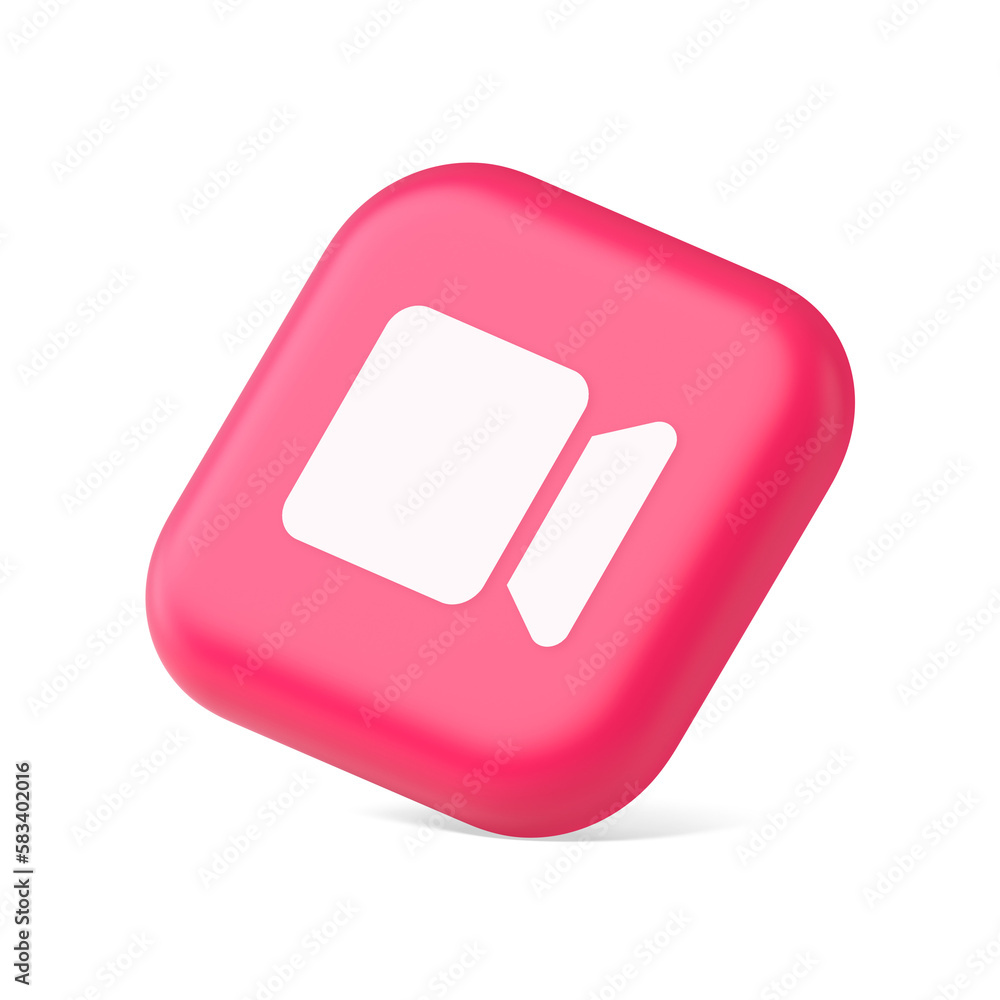Aufkleber camera photo video shooting multimedia content creation pink button 3d icon symbol website element