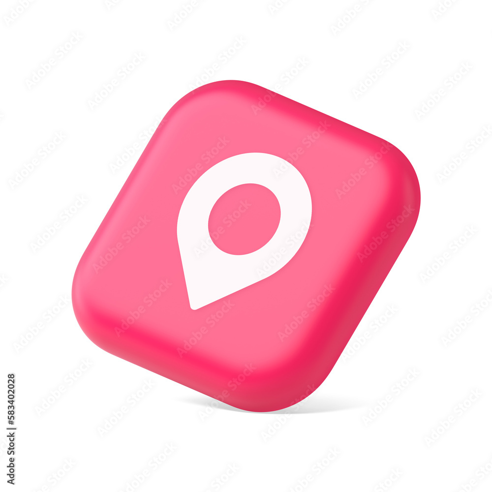 Poster gps map pin location service button application direction distance pointer 3d icon symbol website el