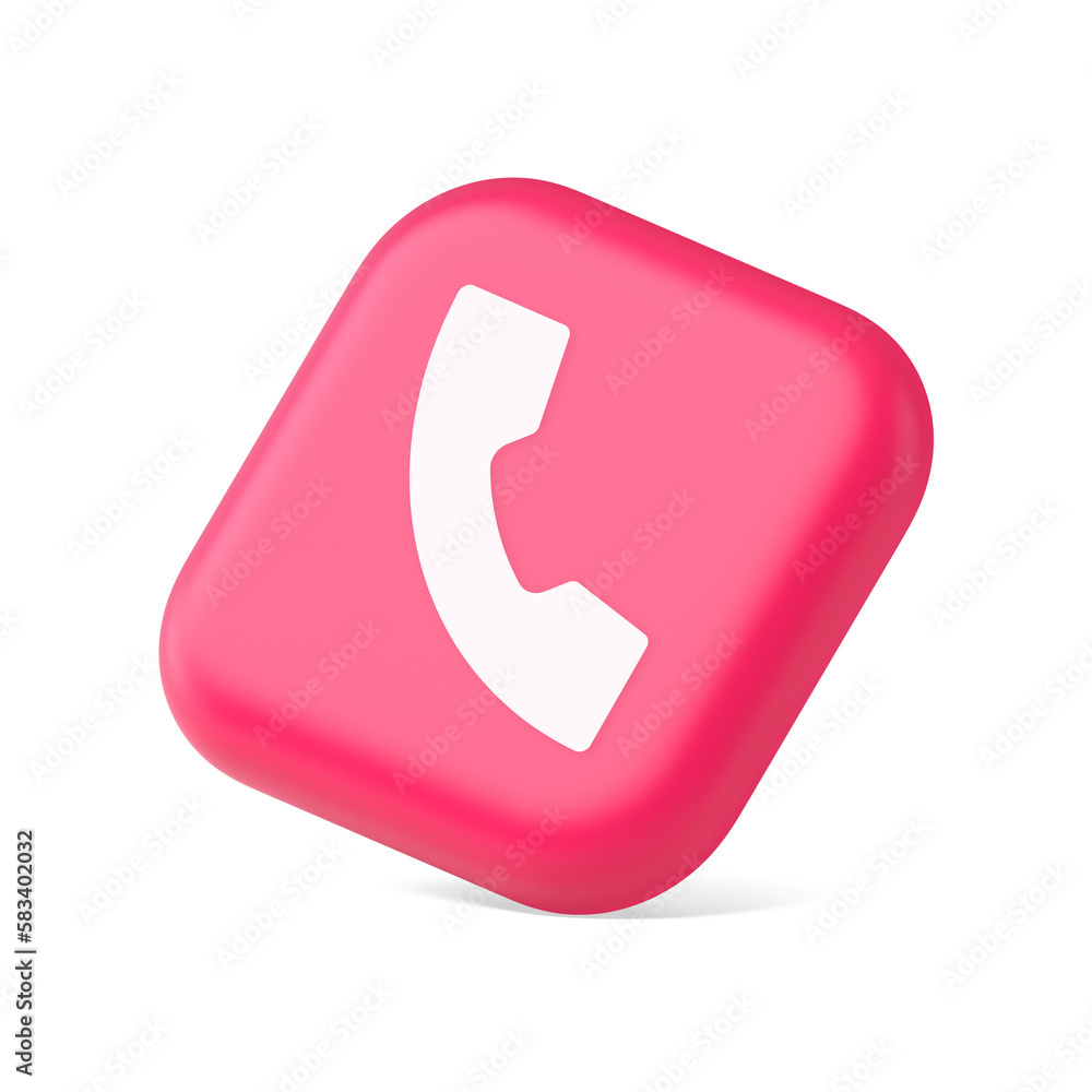 Poster helpline hotline call center phone handset squared button 3d icon symbol website element