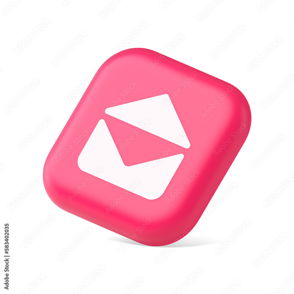 Poster email open envelope letter received incoming message button 3d icon symbol website element