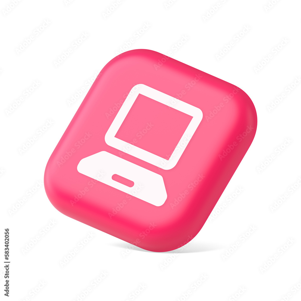 Poster computer network connection button digital information browsing 3d icon symbol website element