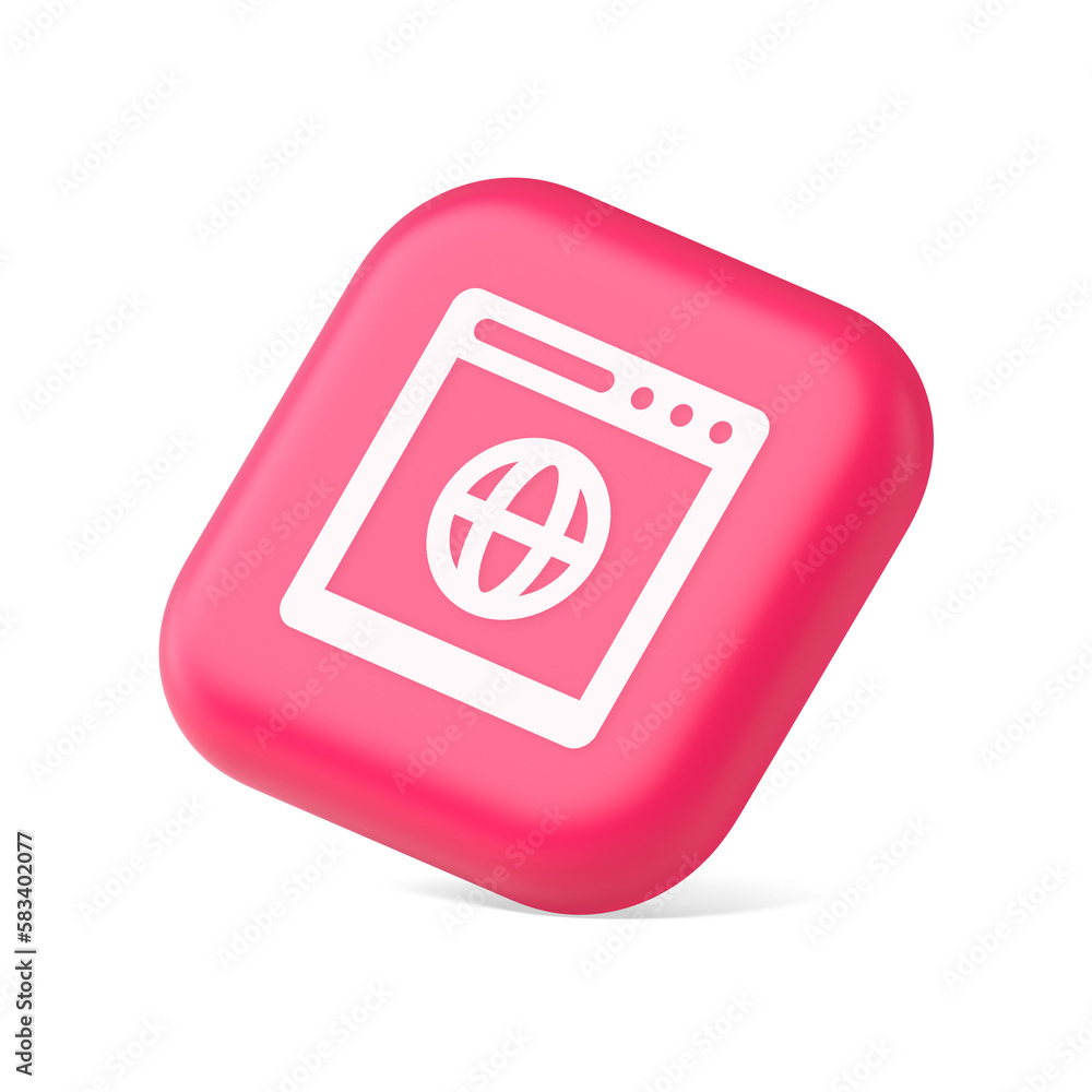 Poster browser website internet searching online connection button web page information 3d isometric icon