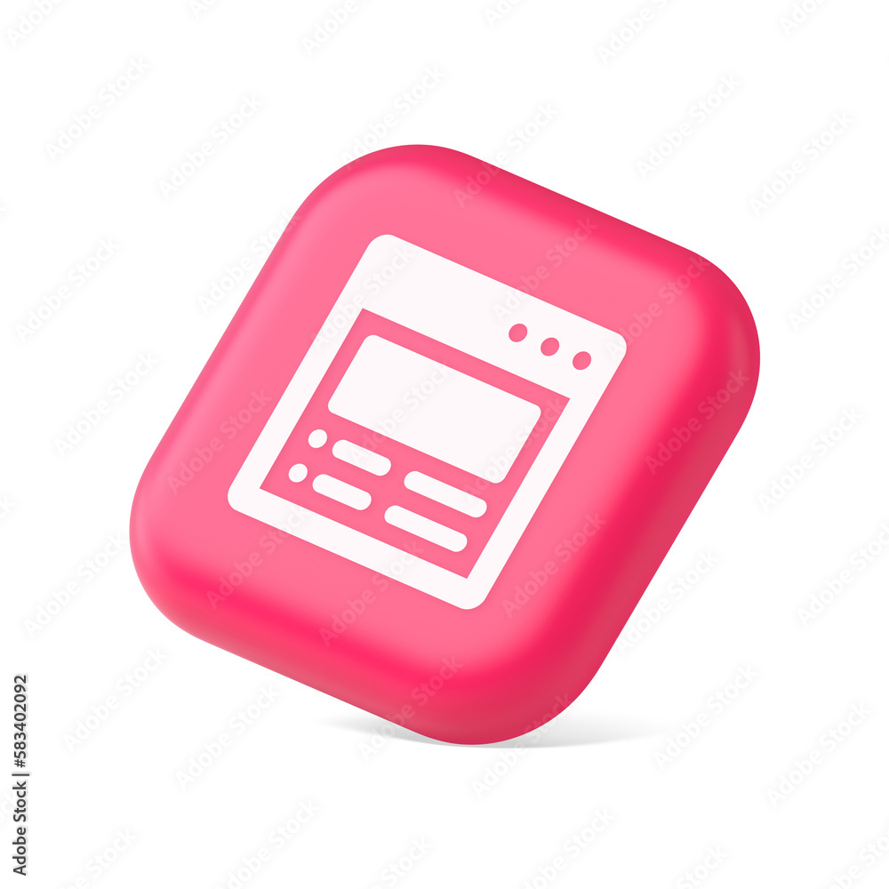 Poster Internet document tax form banking account web page button virtual browsing interface 3d isometric icon