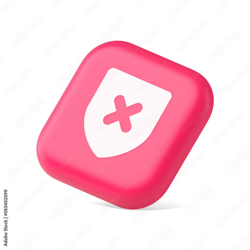 Poster decline shield button cross mark wrong unsend defense virtual guard 3d icon symbol website element