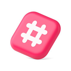 Fototapeta premium Hashtag button social network media communication symbol internet message key 3d isometric icon
