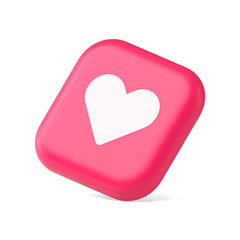 Dating application mobile interface button with heart social network communication 3d isometric icon