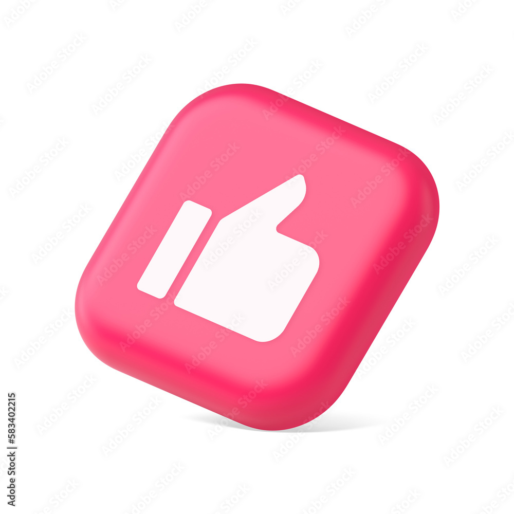 Poster Like thumb up approve rating button confirmation cool website networking 3d icon symbol website element