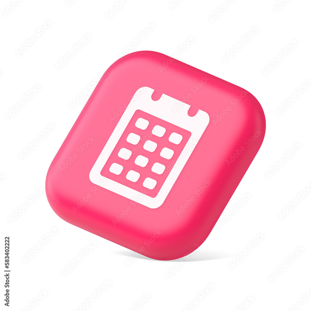 Poster calendar web app button design agenda meeting deadline time management 3d icon symbol website elemen
