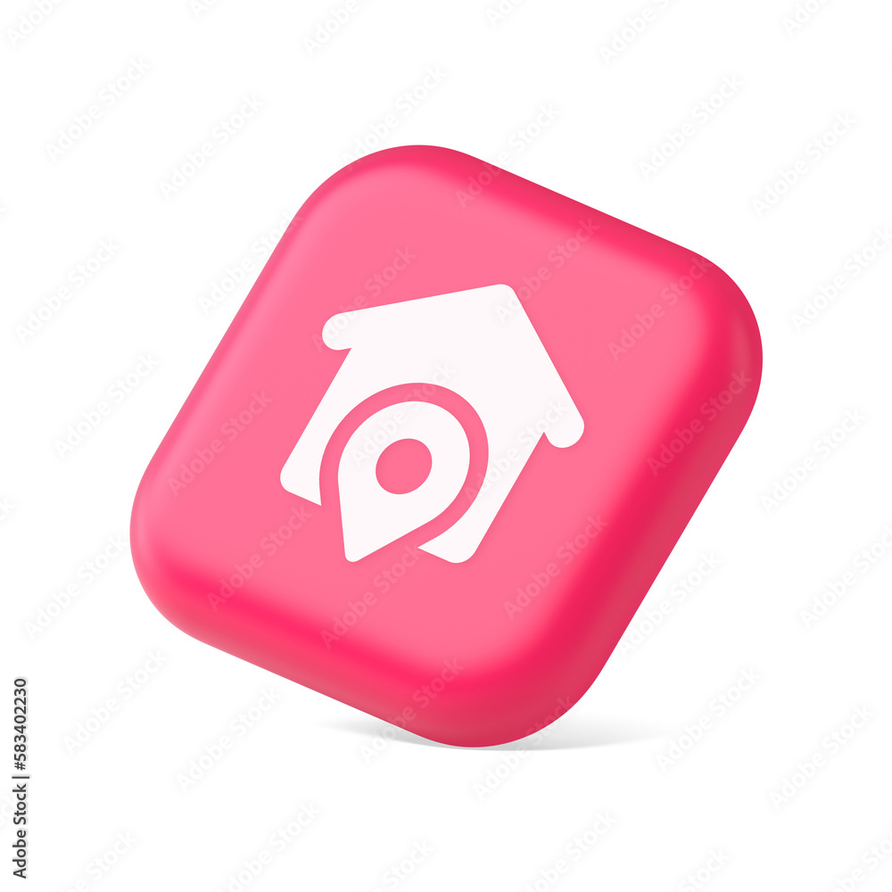 Poster house location gps route button distance navigation map pin pointer address direction 3d isometric i