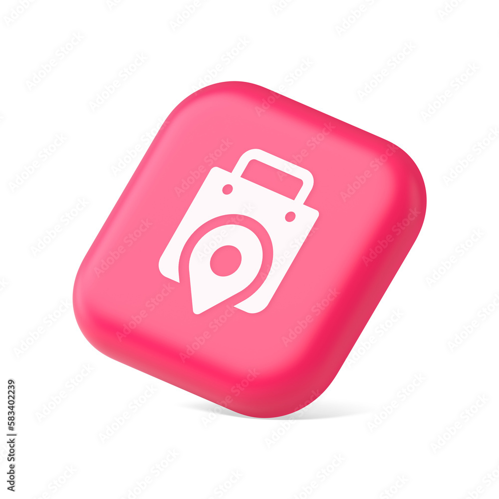 Poster shop location map pin with shopping bag button web app design icon symbol website element