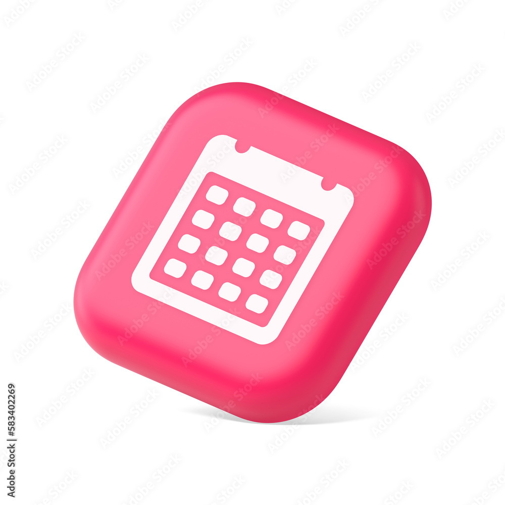 Poster calendar schedule button agenda event appointment reminder 3d icon symbol website element
