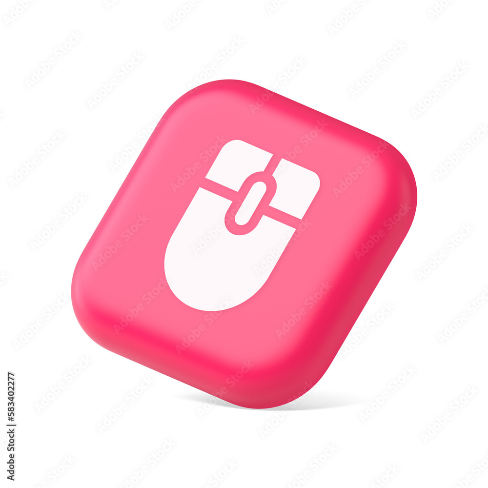 Poster mouse computer scrolling device cursor button click control cyberspace interface 3d isometric icon