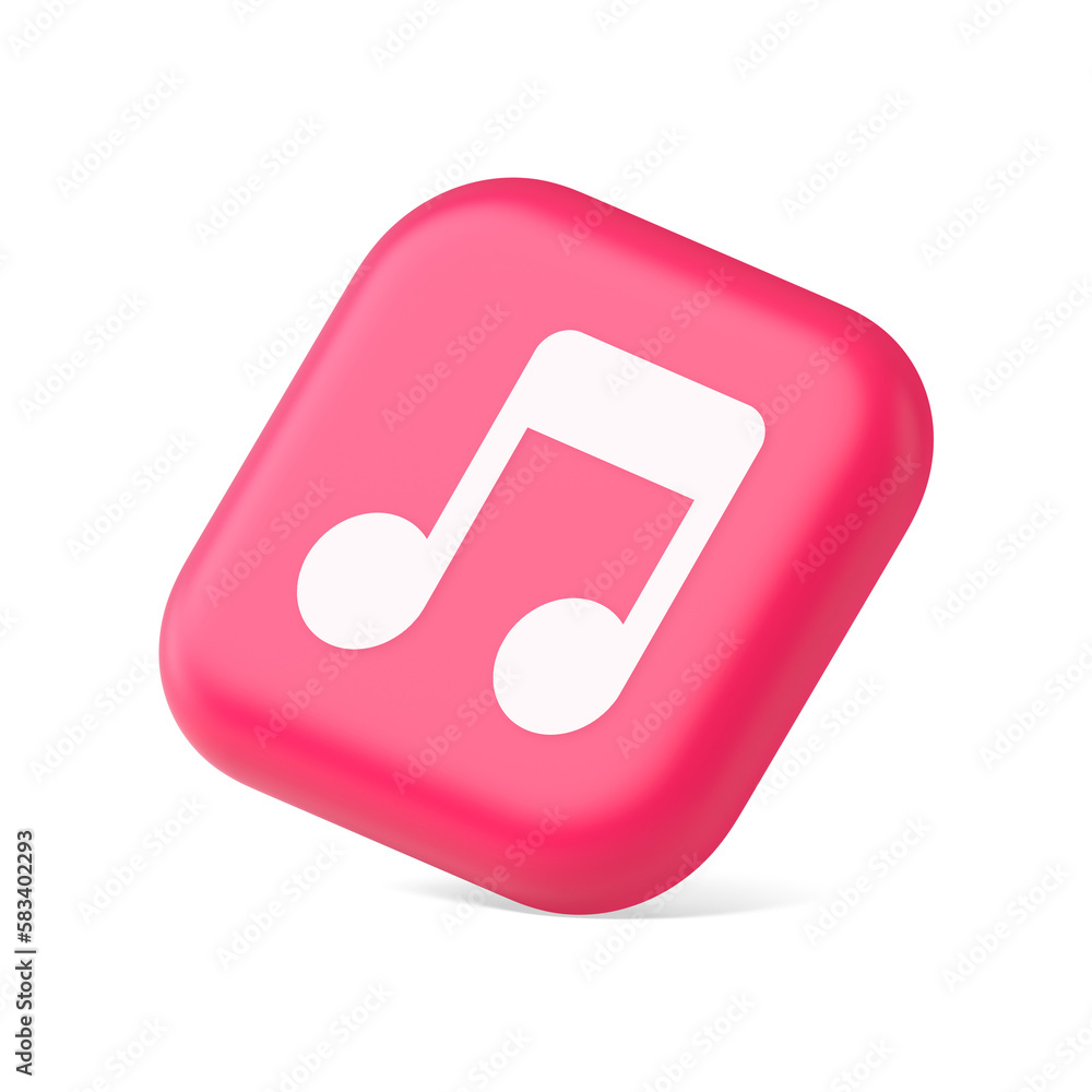 Poster music note audio sound button audio sound listening production 3d icon symbol website element