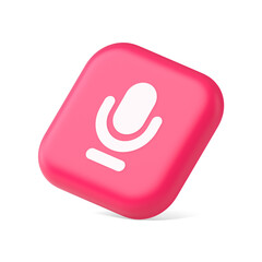Microphone sound live recording button web app design radio music broadcasting 3d isometric icon