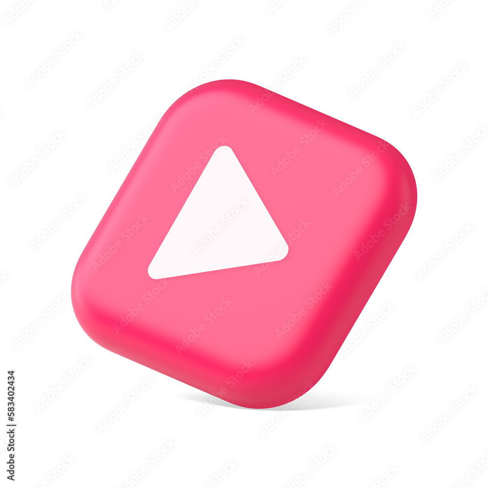 Poster play button triangle right arrow multimedia content player web app design 3d icon symbol website ele