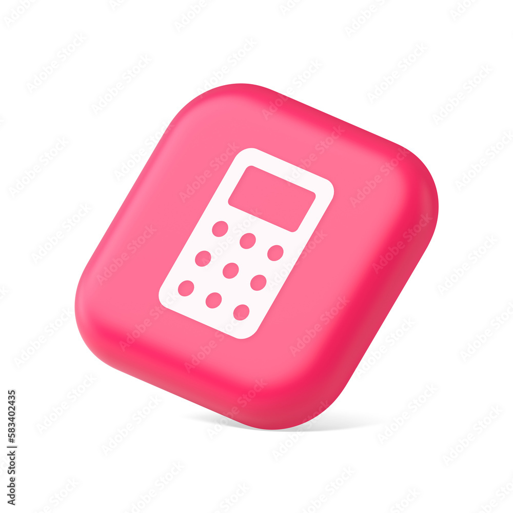 Poster calculator button mathematical number counting web application design 3d icon symbol website element