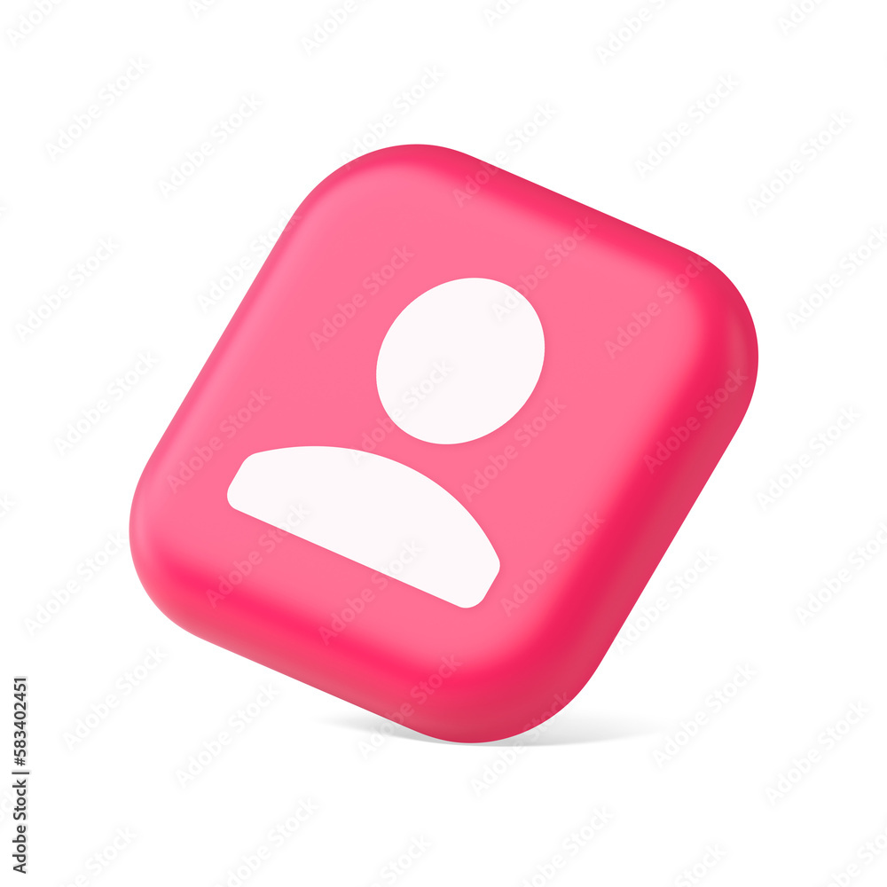 Aufkleber user person human contact button cyberspace account information web app 3d icon symbol website eleme