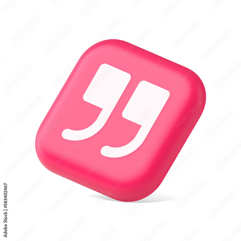 Poster quotes mark button chat comment cyberspace conversation dialogue 3d icon symbol website element