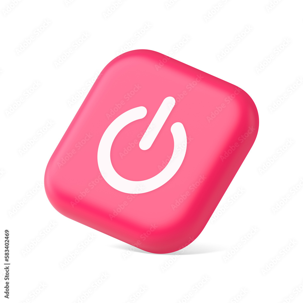 Poster shutdown turn on off button energy switch power start stop web app design 3d icon symbol website ele