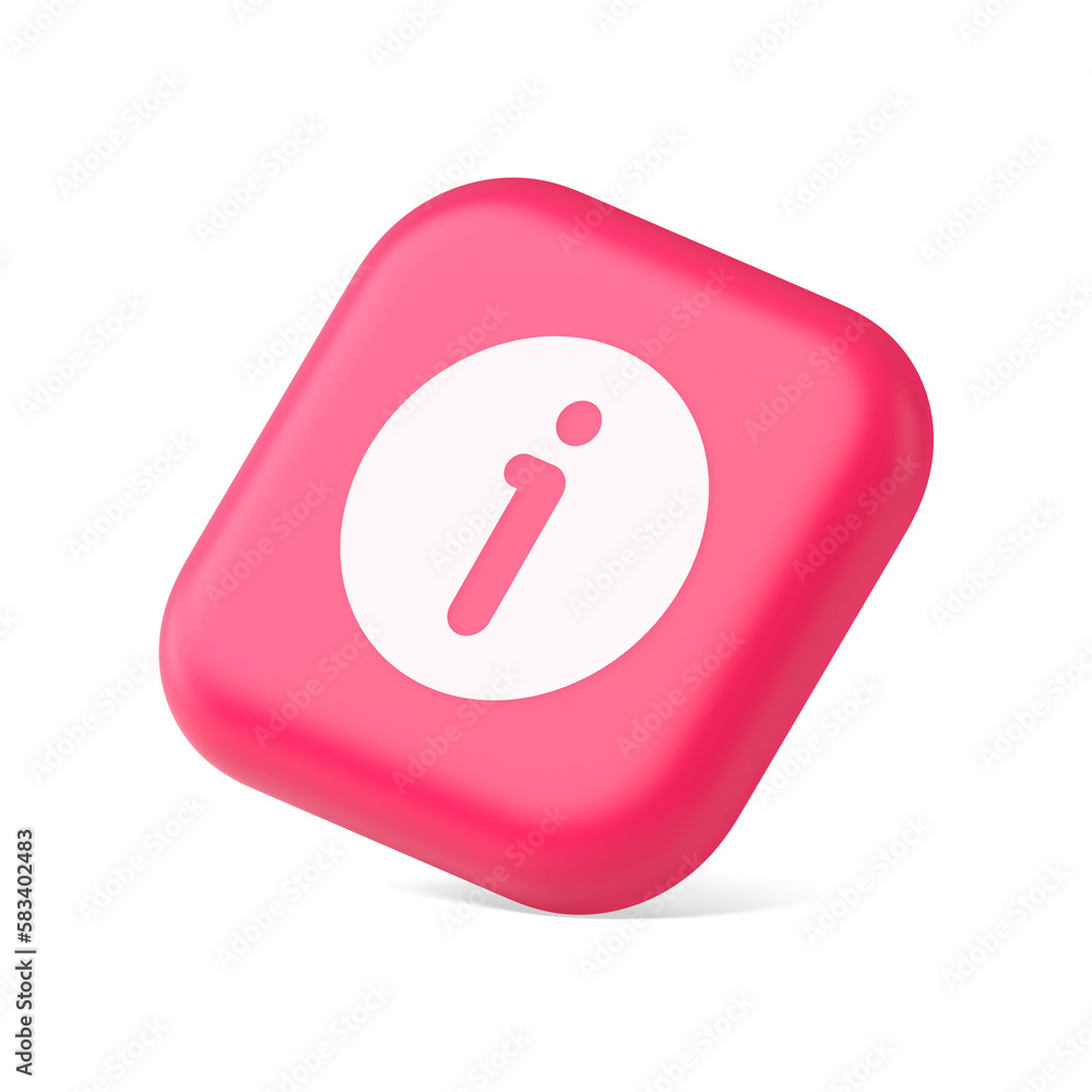 Poster info button information character faq question answer help support web app 3d icon symbol website el