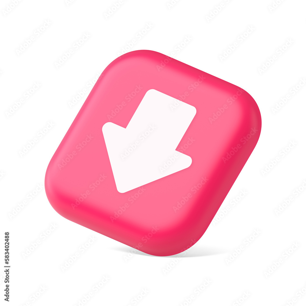 Poster arrow down button keyboard navigation pointer cyberspace downloading web app 3d isometric icon