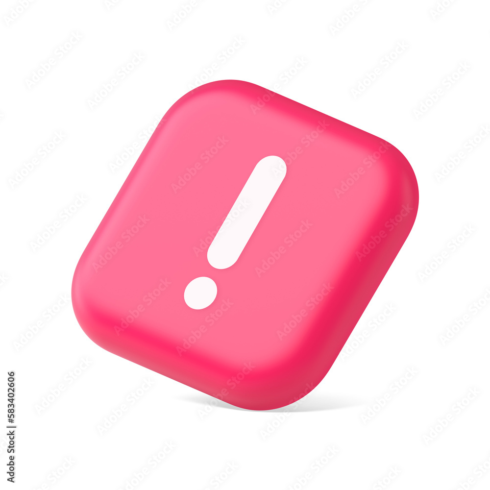 Aufkleber exclamation mark keyboard button important attention point cyberspace communication 3d isometric ico