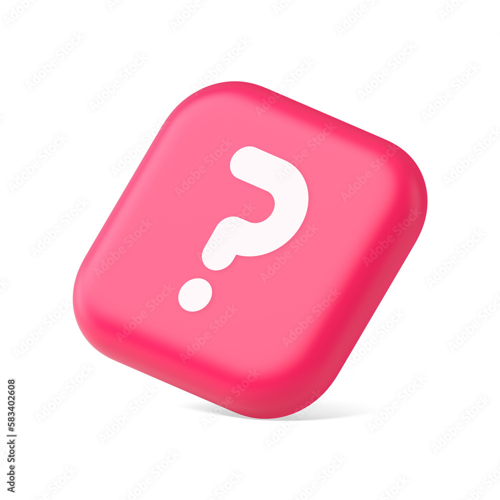 Poster question mark button advise attention answer faq point internet info support 3d isometric icon