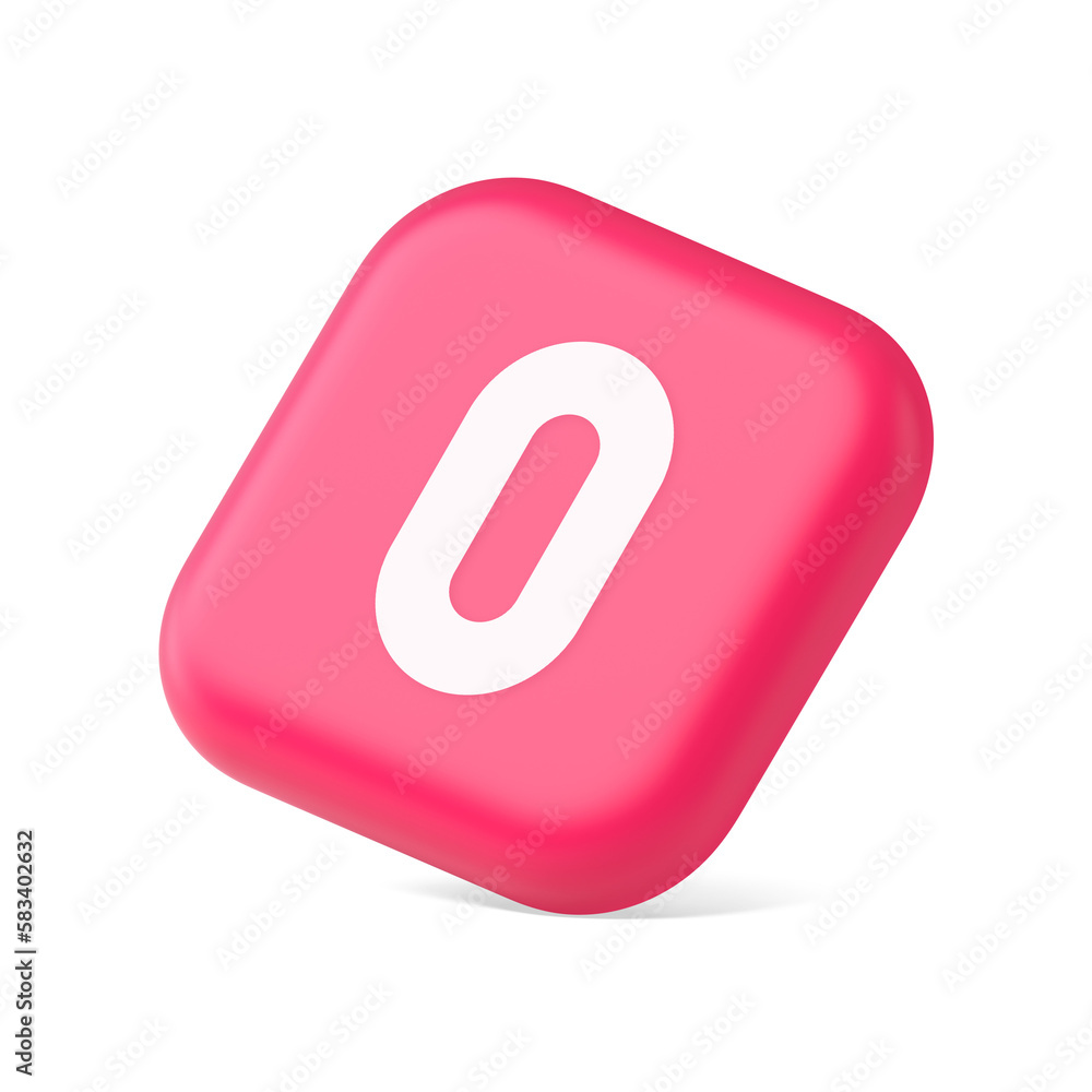 Poster zero character number button digital sign for math counting cyberspace communication 3d isometric ic