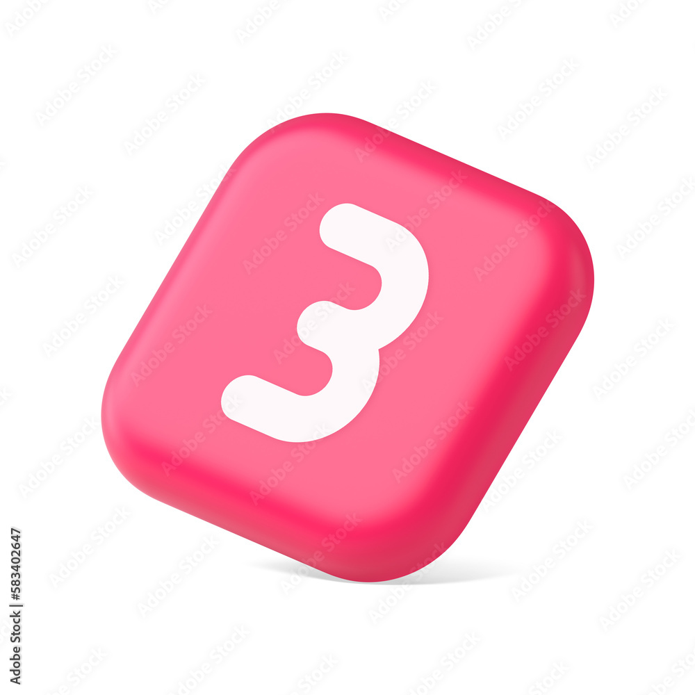 Poster three number button internet communication texting message character 3d icon symbol website element