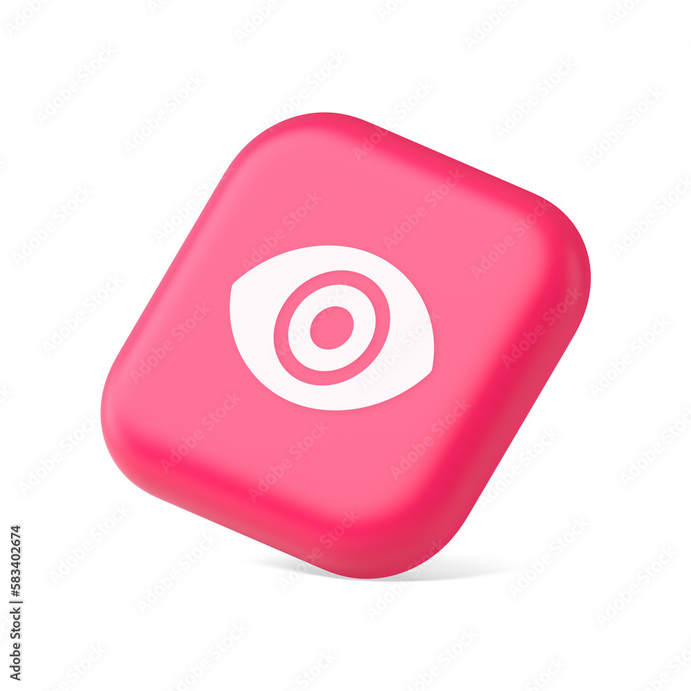 Poster eye button visibility searching optical lens web application 3d icon symbol website element