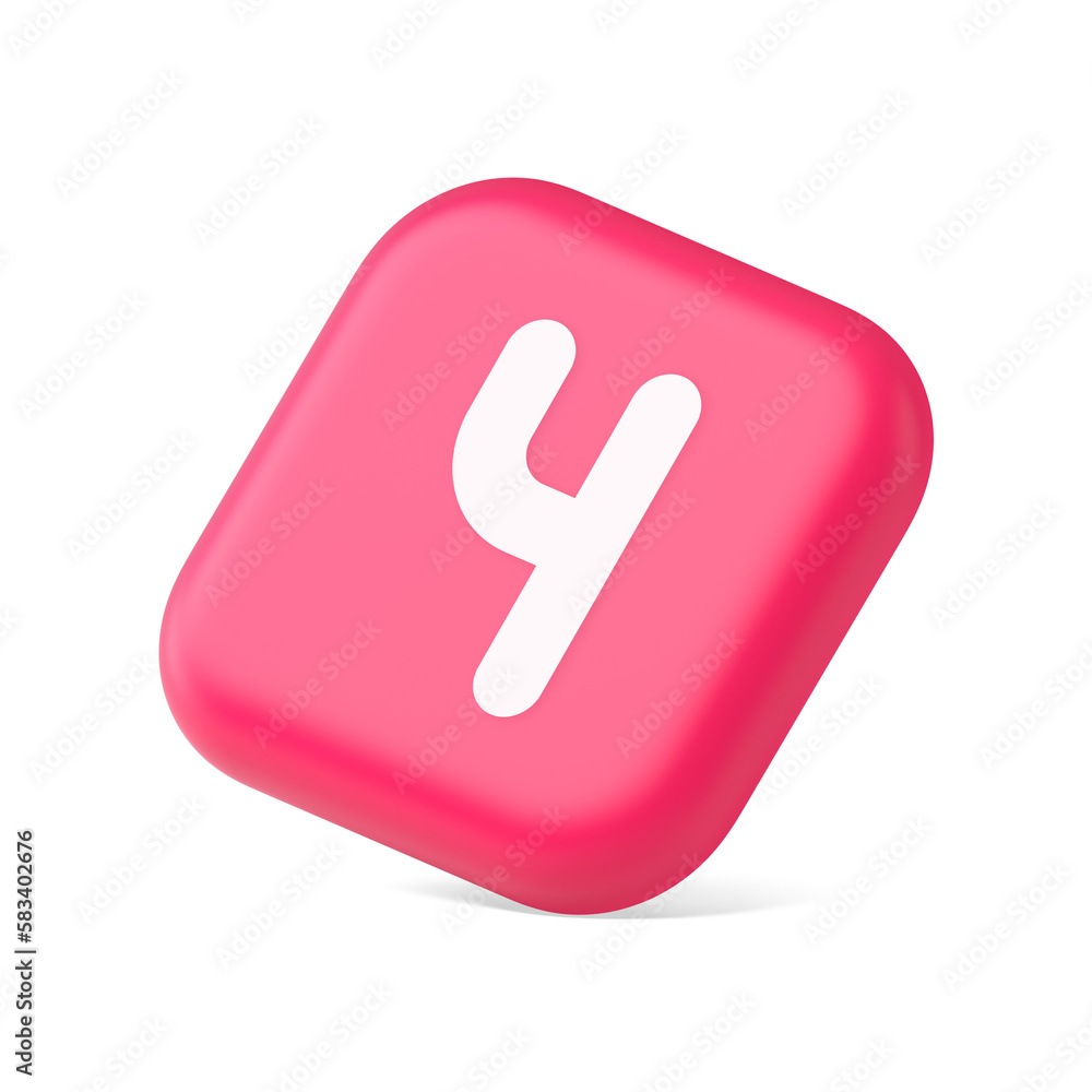 Poster four number pink squared button keyboard interface financial calculation service 3d isometric icon