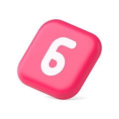 Six pink button number calculator finance counting user interface keyboard panel 3d isometric icon