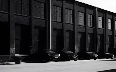 Black car station Car production factory inside with copy space. Generative AI