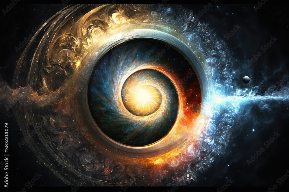 Wall mural energy of the universe in transformation, from one form to another, created with generative ai