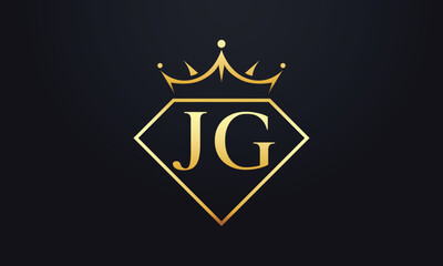Diamond crown vector. Luxury queen logo for jewelry vector with letters	