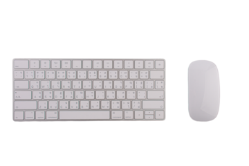 Wireless computer keyboard and mouse on transparent background