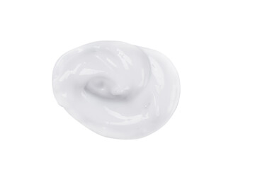 Face cream smear isolated on transparent background. White lotion swatch. Abstract cosmetic cream...