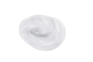 Face cream smear isolated on transparent background. White lotion swatch. Abstract cosmetic cream texture.