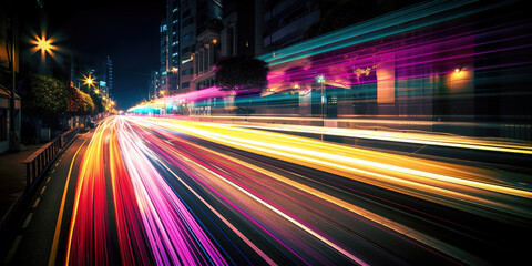 Fototapeta na wymiar traffic at night, generative ai