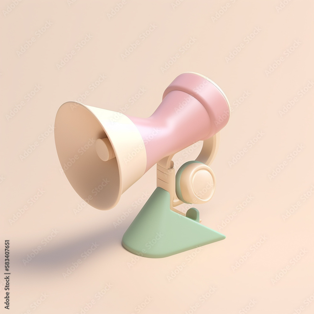 Poster cute tiny isometric modern style megaphone with generative ai