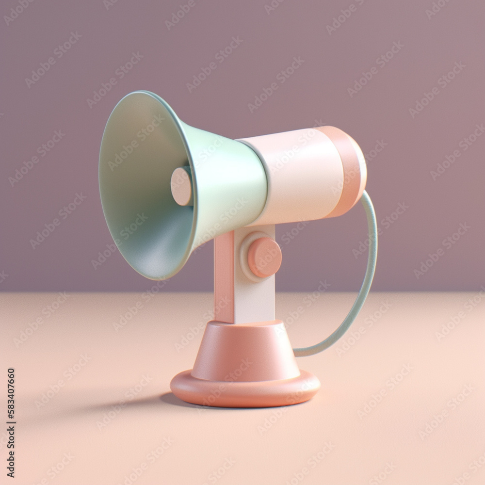 Poster cute tiny isometric modern style megaphone with generative ai